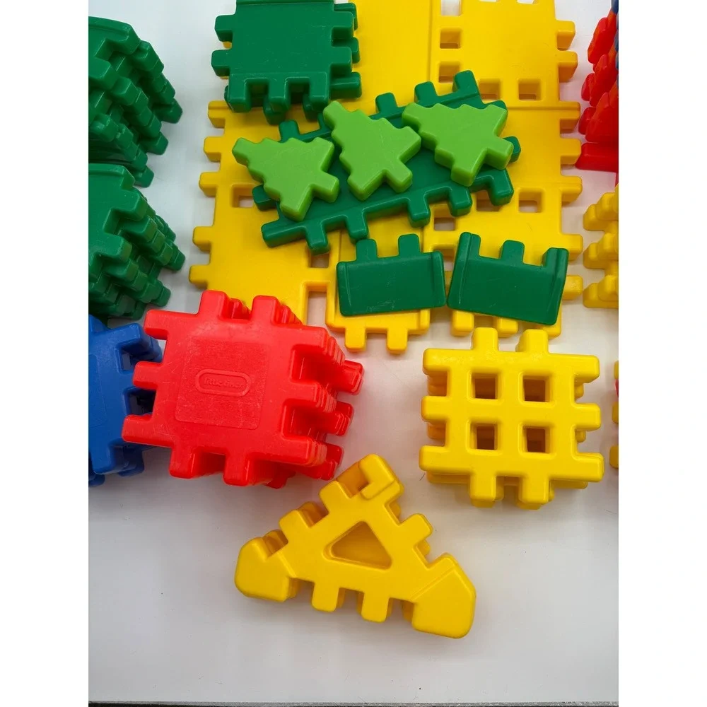 Vtg 1980s/1990s Little Tikes Wee Waffle Blocks Bridge & Roadways Lg Lot of 53